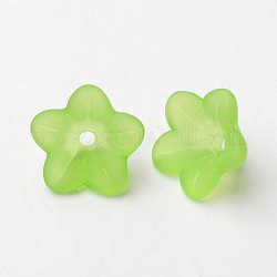 Perline acrilico trasparente, smerigliato, fiore, verde, 13x7mm, Foro: 1 mm, circa 1865pcs/500g