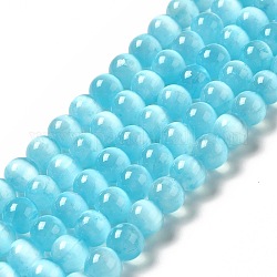 Brins de perles de sélénite naturelles, Grade a, teinte, ronde, turquoise foncé, 8.5mm, Trou: 0.8mm, Environ 46 pcs/chapelet, 15.35'' (39 cm)