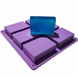 Moules en silicone de savon de bricolage, pour la fabrication de savons artisanaux, 6 cavités, rectangle, violet, 226x207x28mm, diamètre intérieur: 80x55x25 mm