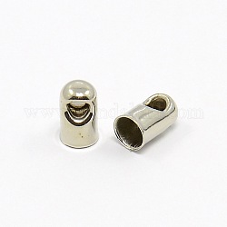 Iron Cord Ends, Platinum Color, about 7mm long, 4mm wide, hole: 1.8mm, Inner Diameter: 3.5mm