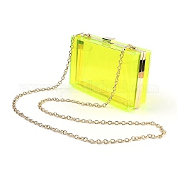 Acrylic Women's Transparent Bags Crossbody Bags, with Iron Chains Shoulder Strap, for Work, Events, Makeup Sturdy Transparent Pocketbook, Rectangle, Yellow, 12x18.3x5.4cm