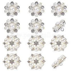 GORGECRAFT 1 Box 2 Styles 12PCS Flatback Pearl Rhinestone Buttons Floral Embellishments Shank Buttons with Faux Pearls and Crystal Glass Rhinestone Sew on Clothing Buttons for DIY Jewelry Decoration