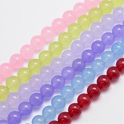 Натуральные и крашеные нити шарик Malaysia нефрита, круглые, разноцветные, 6 мм, отверстие : 0.8 мм, около 64 шт / нитка, 15 дюйм