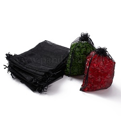 Sacs-cadeaux en organza avec cordon de serrage, pochettes à bijoux, fête de mariage cadeaux de noël sacs-cadeaux, noir, 18x13 cm