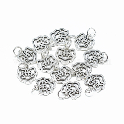 Thai 925 Sterling Silver Charms, with Jump Ring, Longevity Lock, Antique Silver, 12x12x1.5mm, Hole: 4mm