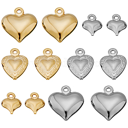 Sunnyclue 1 caja 120 piezas 6 estilos encantos del día de san valentín encantos de corazón de metal encantos de plata en forma de corazón oro 3d encantos de amor para hacer joyas encantos diy pendiente collar pulsera regalos suministros artesanales