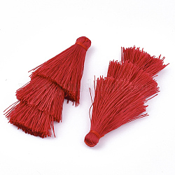 Décorations de gros pendentif pompon en polyester, rouge, 65~72x25~28mm