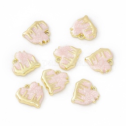 Emaille Anhänger Legierung, Licht Gold, schmelzender Herzcharme, rosa, 18x18x3.8 mm, Bohrung: 1.6 mm