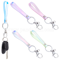 AHANDMAKER 5 Pieces Holographic Keychain with Clasp, Colorful Short Wristlet Strap for Keys Wallet Phones, Mini Wrist Lanyard Key Chain Holder for Women