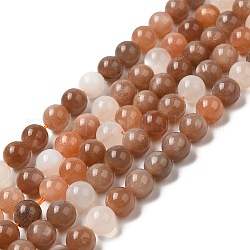 Brins de perles naturelles multi-pierre de lune, ronde, 8mm, Trou: 1mm, Environ 47 pcs/chapelet, 15.51 pouce (39.4 cm)