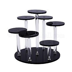 Elevadores de exhibición organizadores de minifiguras de acrílico redondos de 7 nivel, soporte de exhibición de juguete de mesa para figura de acción, muñeca, almacenamiento de colecciones, negro, 15x14.8 cm