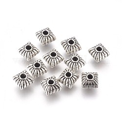 Tibetan Style Spacer Beads, Square, Lead Free & Cadmium Free, Antique Silver, 7x7x6.5mm, Hole: 1mm