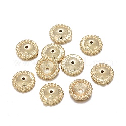 Messing Perle Kappen & Kegel Perlen, apetalous, Flachrund, echtes 18k vergoldet, 8x2 mm, Bohrung: 0.9 mm