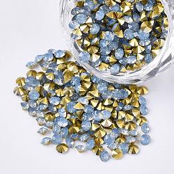 Pointed Back Resin Rhinestone Cabochons, Back Plated, Imitation Opal, Nail Art Decoration Accessories, Diamond, Cornflower Blue, 3.5mm, about 7200pcs/bag