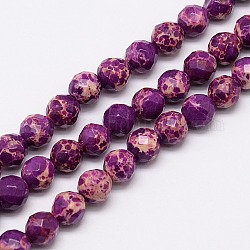 Synthetic Imperial Jasper Beads Strands, Dyed, Faceted Round, Purple, 8mm, Hole: 1mm, about 50pcs/strand, 15.7 inch