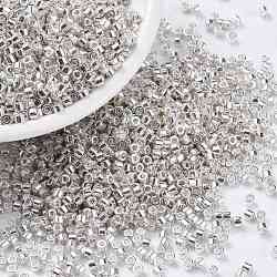 Perlas de semillas cilíndricas, colores metálicos, tamaño uniforme, plata, 2x1.5mm, agujero: 0.8 mm, aproximamente 40000 unidades / bolsa, 450 g / bolsa