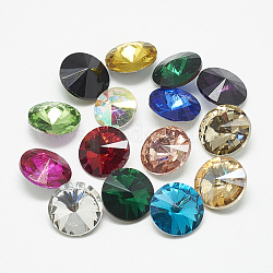 Pointed Back Glass Rhinestone Cabochons, Rivoli Rhinestone, Faceted, Cone, Mixed Color, 16x7.5~8mm