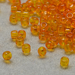 12/0 grade a perles de rocaille en verre rondes, couleurs transparentes, orange foncé, 12/0, 2x1.5mm, Trou: 0.8mm, environ 30000 pcs / sachet 