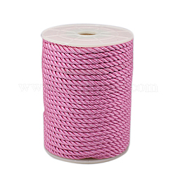Fil de nylon torsadé, perle rose, 5mm, environ 18~19 mètre / rouleau (16.4m ~ 17.3m / rouleau)