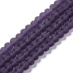 Chapelets de perles en verre transparente  , facette, mat, rondelle, violet, 3.5mm, Trou: 1mm