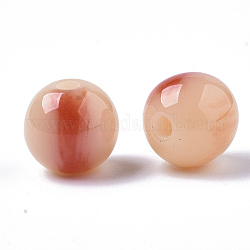 Perles en résine, pierre d'imitation, ronde, rose brumeuse, 8mm, Trou: 1.6mm