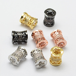 Perles de zircone cubique micro pave en Laiton, colonne, sans plomb et sans nickel, couleur mixte, 10x12mm, Trou: 5x6mm