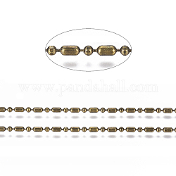 Messing-Kugelketten, facettierte Perlenketten mit Kugel und Stange, langlebig plattiert, gelötet, mit Spule, Cadmiumfrei und Nickel frei und Bleifrei, Antik Bronze, 3.8x2 mm und 2 mm, ca. 301.83 Fuß (92m)/Rolle