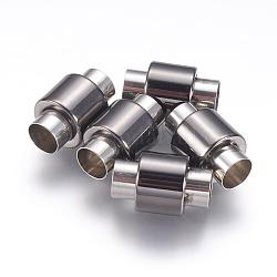 304 Magnetverschluss aus Edelstahl mit Klebeenden, Kolumne, Metallgrau, 16x10 mm, Bohrung: 6 mm