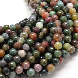 Ágata india natural de hebras de perlas redondo, 10mm, agujero: 1 mm, aproximamente 40 pcs / cadena, 15.5 pulgada