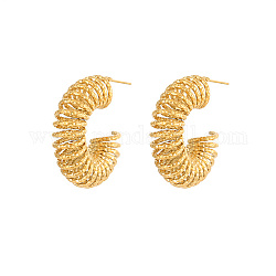304 orecchini a bottone a spirale in filo di acciaio inossidabile, orecchini a mezzo cerchio, oro, 33.4x29.3mm