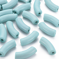 Perles acryliques opaques, tube incurvé, bleu clair, 36x13.5x11.5mm, Trou: 4mm, environ 148 pcs/500 g