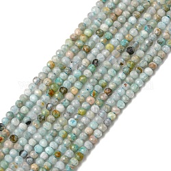 Natürliche Blumen Amazonit Perlenstränge, facettierte Rondelle, 2x1.6~1.7 mm, Bohrung: 0.5 mm, ca. 219 Stk. / Strang, 15.08~15.16 Zoll (38.3~38.5 cm)