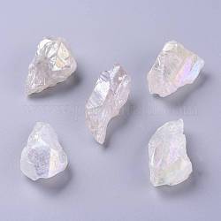 Quarzo aura d'angelo, pendenti di cristallo di quarzo grezzo grezzo naturale, pepite, ab colore placcato, 41~48x22~25.5x15.5~20mm, Foro: 1.8 mm