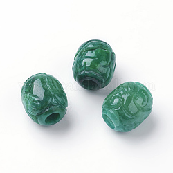 Perle naturali di giada di Myanmar / perle di giada burmese, perline con foro grande, tinto, colonna, 15x12mm, Foro: 5 mm