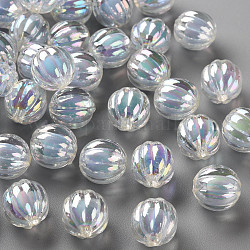 Perles en acrylique transparente, Perle en bourrelet, couleur ab , citrouille, bleuet, 11x11.5mm, Trou: 2mm, environ 550 pcs/500 g