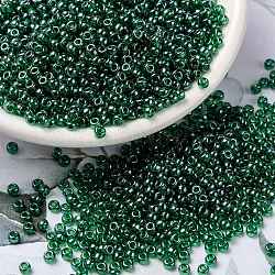 Cuentas de rocailles redondas miyuki, Abalorios de la semilla japonés, 8/0, (rr173) brillo verde transparente, 3mm, agujero: 1 mm, aproximamente 19000~20500 unidades / libra