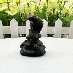 Figuras de serpientes curativas talladas en obsidiana natural, decoraciones de exhibición de piedra de energía reiki, 30~40mm