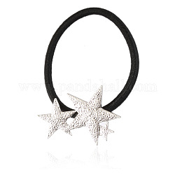 Alloy Ponytail Cuff Rubber Elastic Hair Ties, Girls Hair Accessories, Matte Platinum Color, Stars: 39x26mm