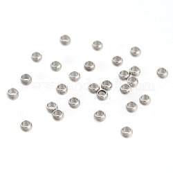 304 Edelstahl-Abstandhalter-Perlen, Rondell, Edelstahl Farbe, 2.5x1.5 mm, Bohrung: 1.4 mm