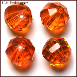 Perles d'imitation cristal autrichien, grade AAA, facette, ronde, orange foncé, 10mm, Trou: 0.9~1mm