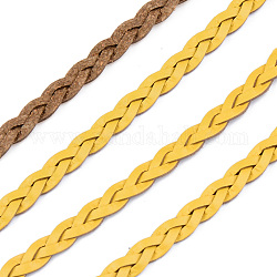 Плетеные шнуры из искусственной кожи, для изготовления браслета из колье, золотые, 5x2 мм, около 54.68 ярда (50 м) / пачка