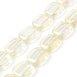 Transparent Electroplate Glass Bead Strands, Rainbow Plated, Rectangle, Champagne Yellow, 12x10x4.5mm, Hole: 1mm, about 55pcs/strand, 25.98''(66cm)
