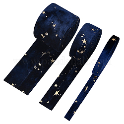 Benecreat 3Bündel 3 Flanellbänder im Stil, mit goldenen Sternenmusterbändern, mit Vlies zum Nähen basteln, azurblau, 1 Bundle/Stil