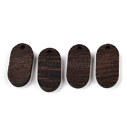 Pendenti in legno wengè naturale, undyed, fascini ovali, marrone noce di cocco, 20.5x10.5x3.5mm, Foro: 2 mm