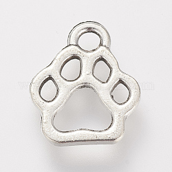 Tibetan Style Alloy Charms, Dog Paw Prints, Cadmium Free & Lead Free, Antique Silver, 13x11x1.5mm, Hole: 2mm