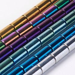 Electroplate Non-Magnetic Synthetic Hematite Strands, Column, Grade A, Mixed Color, 6.5x12mm, Hole: 1mm, about 33pcs/strand, 15.74 inch