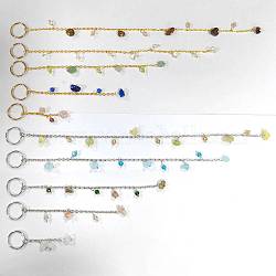 Pinces de décoration de pendentifs de cheveux de puce de pierre gemme avec le verre, avec anneaux ouverts en alliage, couleur mixte, 66~245mm, 10 pièces / kit