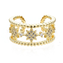 Bague de manchette ouverte étoile zircone cubique, bijoux en laiton doré pour femme, sans nickel, clair, nous taille 6 (16.5 mm)