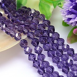 Faceted Polyhedron Imitation Austrian Crystal Bead Strands, Grade AAA, Medium Purple, 10mm, Hole: 0.9~1mm, about 40pcs/strand, 15.7 inch