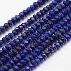 Natural Lapis Lazuli Beads Strands, Faceted, Rondelle, Grade AAA, 3x2mm, Hole: 0.5~0.6mm, about 129~173pcs/strand, 15.5 inch(39.5cm)